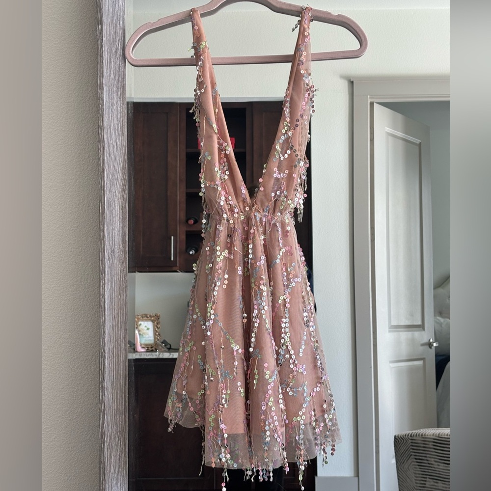 Hello Molly Blush Pink Sequin Mini Dress